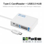 Wholesale 7 in 1 USB-C / Type-C USB 3.0 Hub with Card Reader for Phone, Tablet, Laptop, Macbook, and More (White)